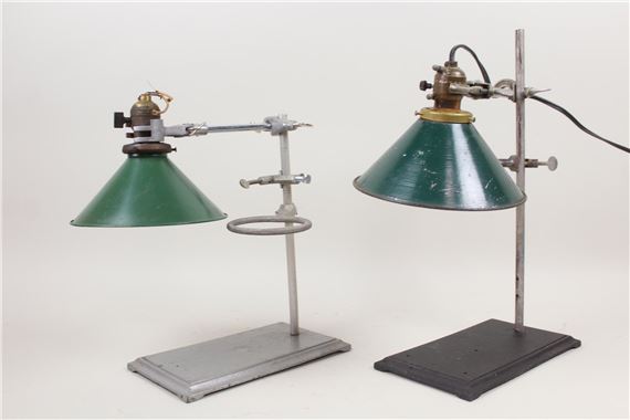 Green | Pair of Industrial Science Lab Lamps | MutualArt