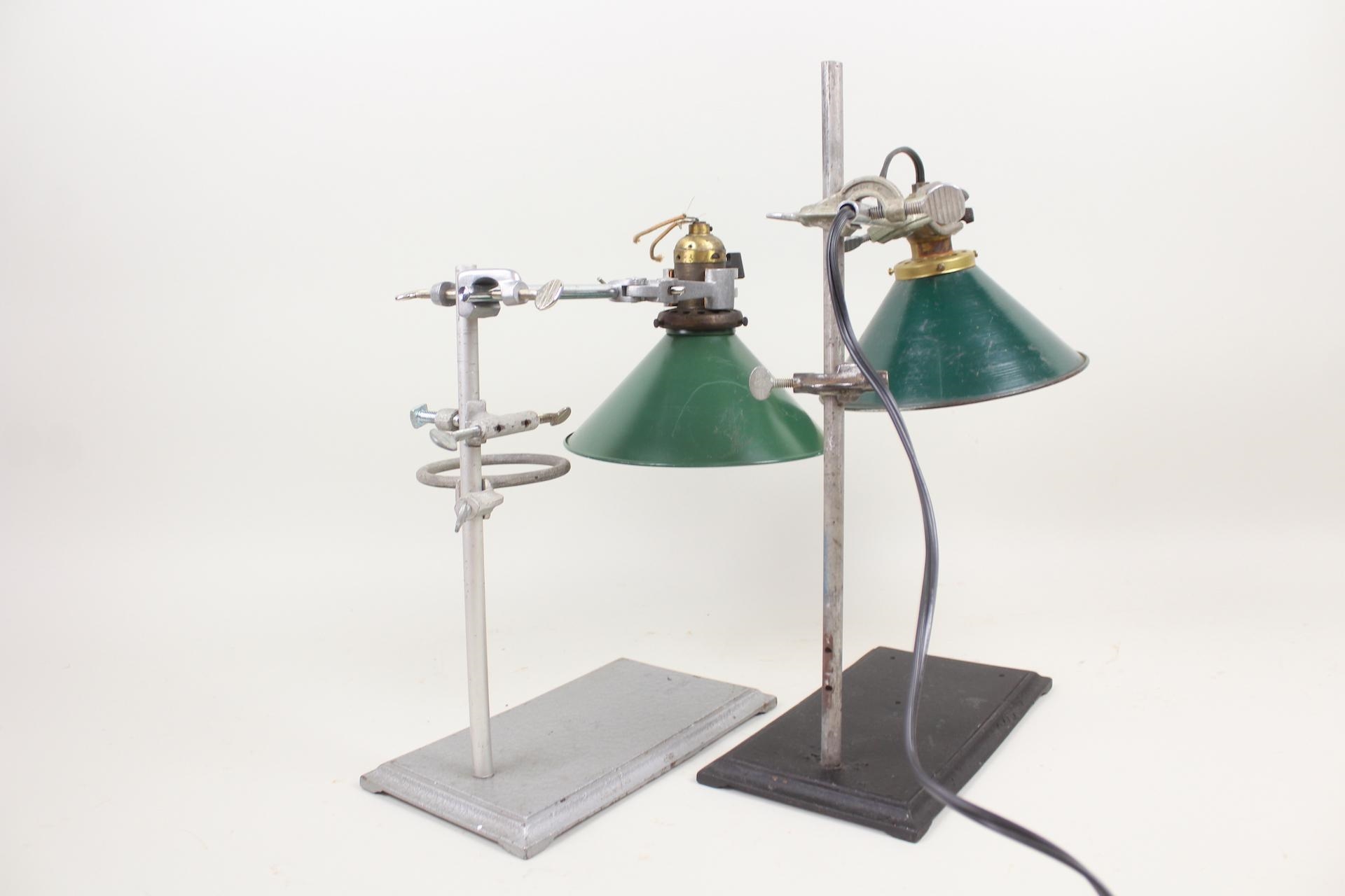 Green | Pair of Industrial Science Lab Lamps | MutualArt