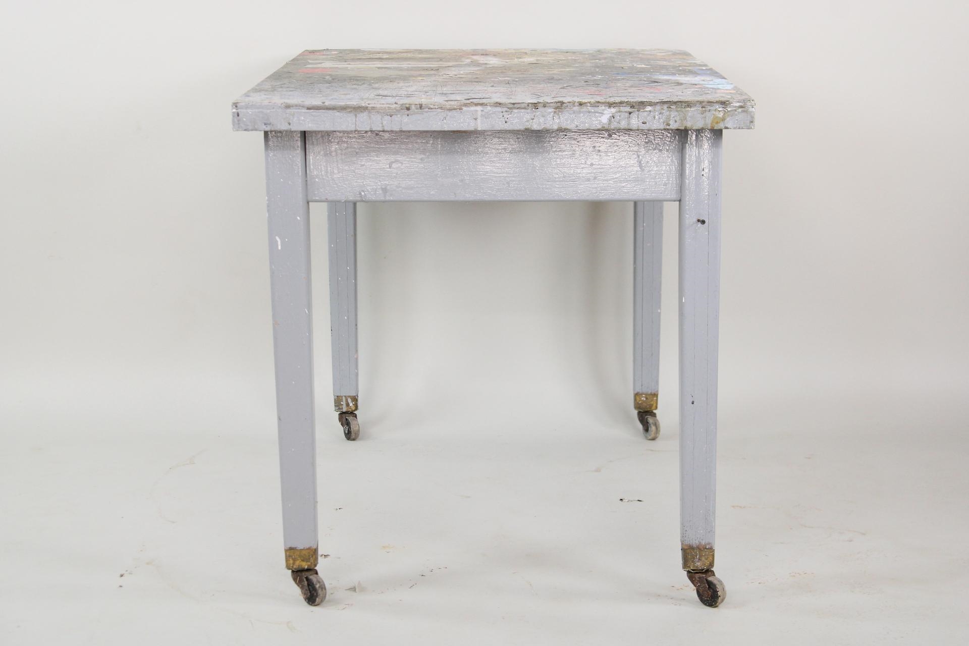Front | Paint Splatter & Drawings Artist's Wooden Work Table | MutualArt