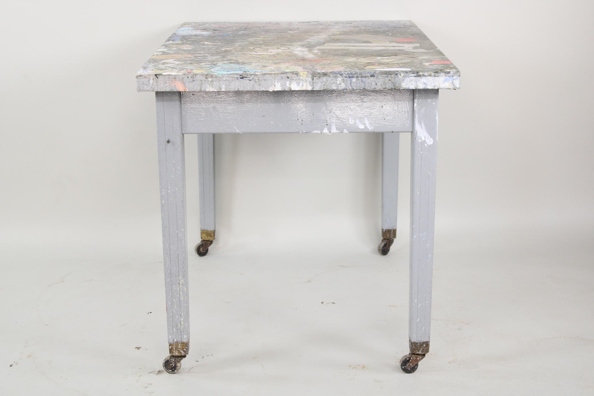 Front | Paint Splatter & Drawings Artist's Wooden Work Table | MutualArt