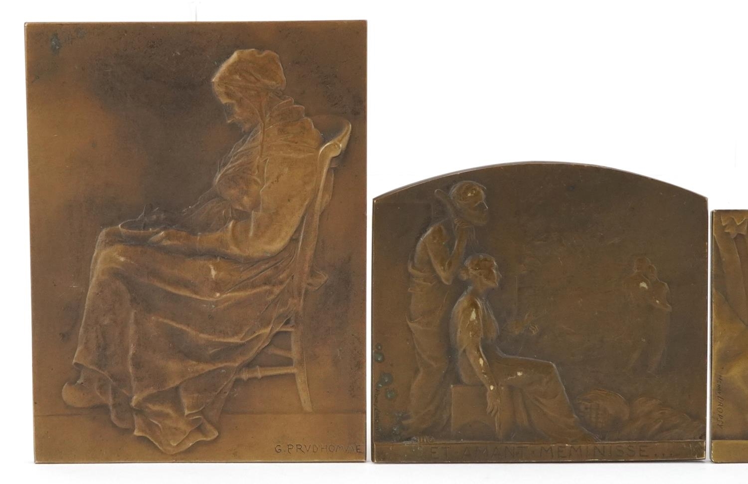 Henri Dropsy | 1969) four Art Nouveau bronze relief moulded plaques ...
