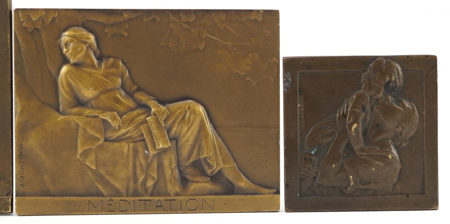 Henri Dropsy | 1969) four Art Nouveau bronze relief moulded plaques ...