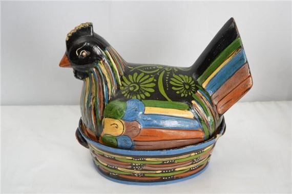 Chicken | 2 Vintage Mexican Tonala chicken Tlaquepaques | MutualArt