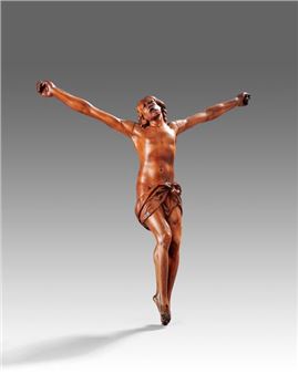 L.WUYTS (18th century). "Christ on the cross. Carved boxwood subject. Signed on the back. 18th century H: 37cm L: 31.5 cm Old restorations - L. Wuyts
