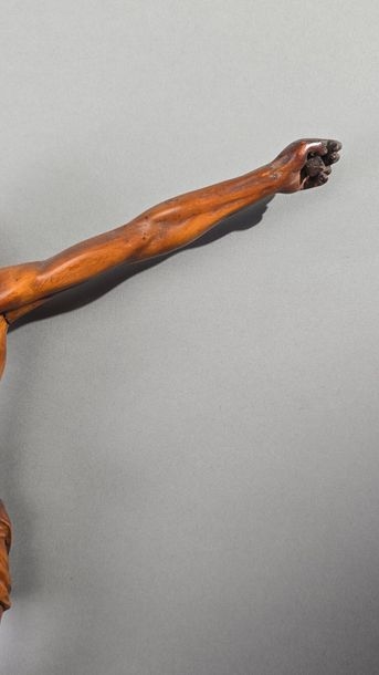 Artwork by L. Wuyts, L.WUYTS (18th century). "Christ on the cross. Carved boxwood subject. Signed on the back. 18th century H: 37cm L: 31.5 cm Old restorations, Made of carved boxwood