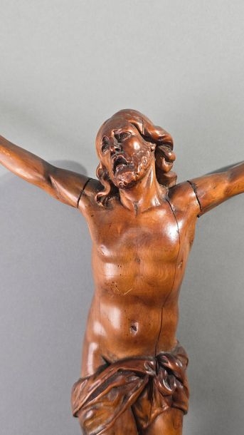 Artwork by L. Wuyts, L.WUYTS (18th century). "Christ on the cross. Carved boxwood subject. Signed on the back. 18th century H: 37cm L: 31.5 cm Old restorations, Made of carved boxwood