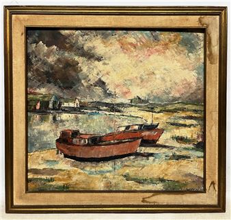 Botes en la playa - Oscar Musetti