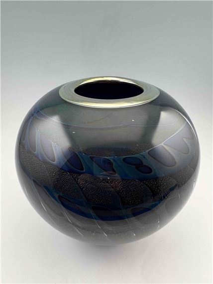 Tim Lazer | Opalescent Blue Art Glass Vase | MutualArt