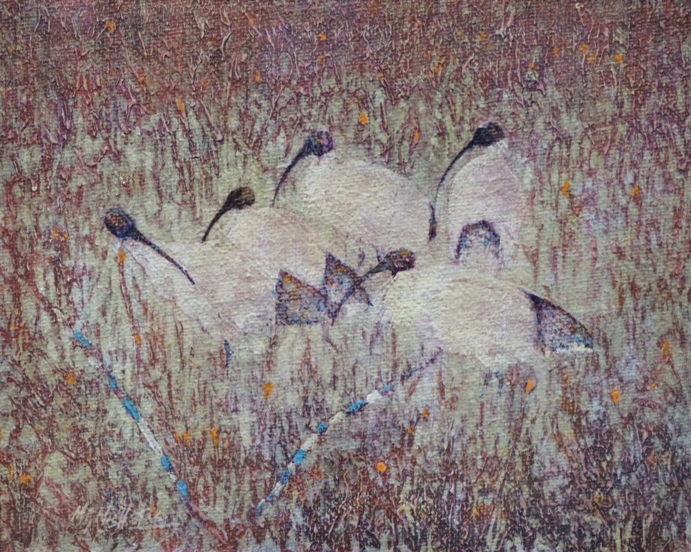 Artwork by Mike Nicholas, EGYPTIAN IBIS, Made of OIL ON BOARD