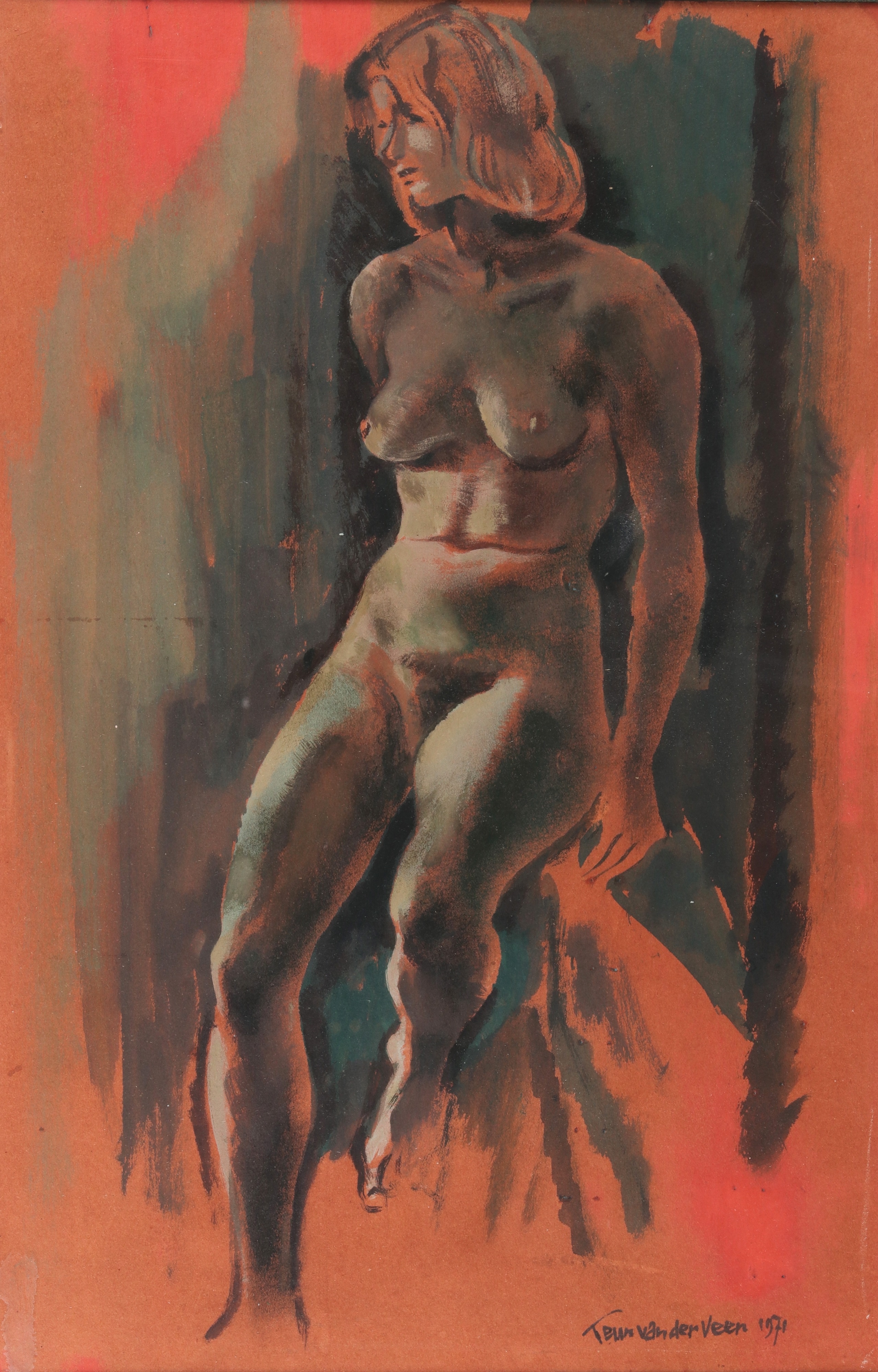 Artwork by Teun van der Veen, Teun van der Veen Zwolle (1901_1991) - Nude of a woman, Made of Mixed media