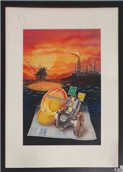 untitled (Oil rigs at sunset) - Steve Maher