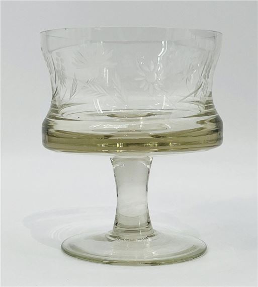 Large | Large Crystal Clear Pedestal Compote Bowl Etched Floral Design ...