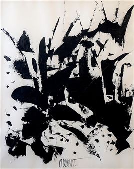 DUBAUT Maxime (1920-1991) Sans titre / Technique mixte sur papier / Signé en bas au milieu / 73 x 54 cm dans un très bel encadrement sous-verre avec passe-partout blanc à large biseau doré et baguette de bois argenté mesurant 105 x 81 cm - Maxime Dubaut