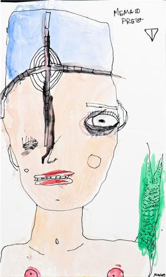 MONROE Mélissa Memaid preist / Technique mixte sur papier / Titré en haut à droite / Signé en bas à droite / 27 x 16 - Melissa Monroe