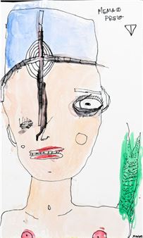 MONROE Mélissa Memaid preist / Technique mixte sur papier / Titré en haut à droite / Signé en bas à droite / 27 x 16 - Melissa Monroe