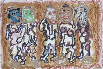 BRIANTAIS Bernard Sans titre / Technique mixte sur papier avec collage de petits cartons découpés et dessinés / Signé à la verticale en bas à gauche / Contresigné et daté au dos / 19 - Bernard Briantais