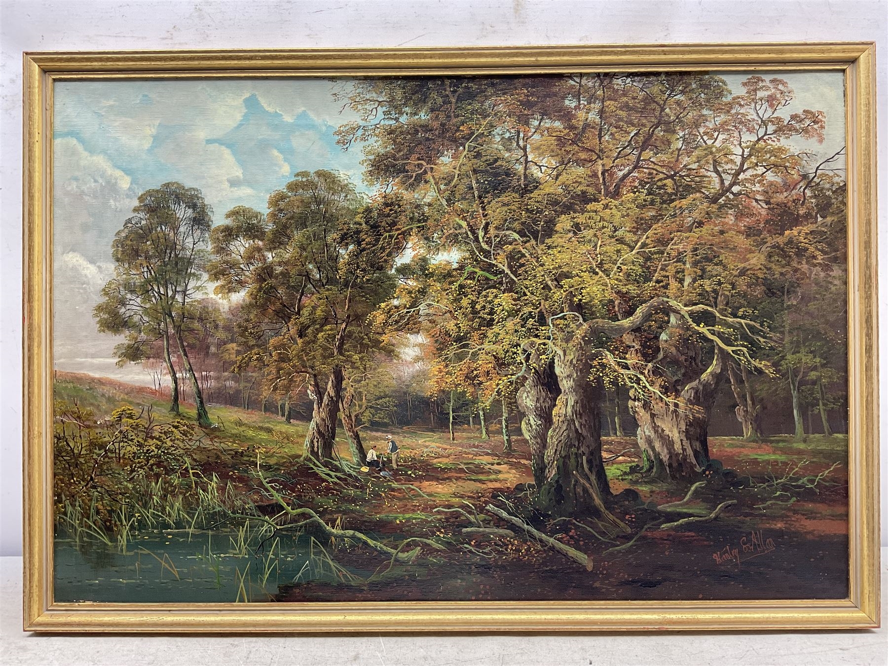 Artwork by Stanley Larpent Allan, Figures Picnicking in a Wooded Landscape, Made of oil on canvas