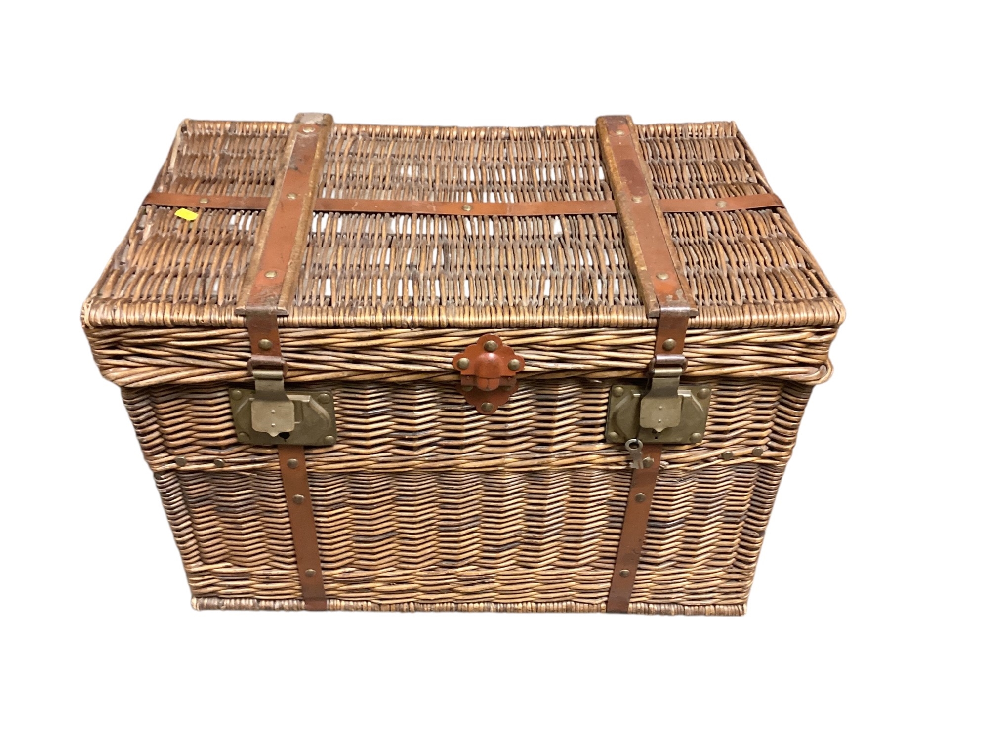 Large | Large wicker trunk with metal strapwork, 72cm x 43cm x 50cm ...