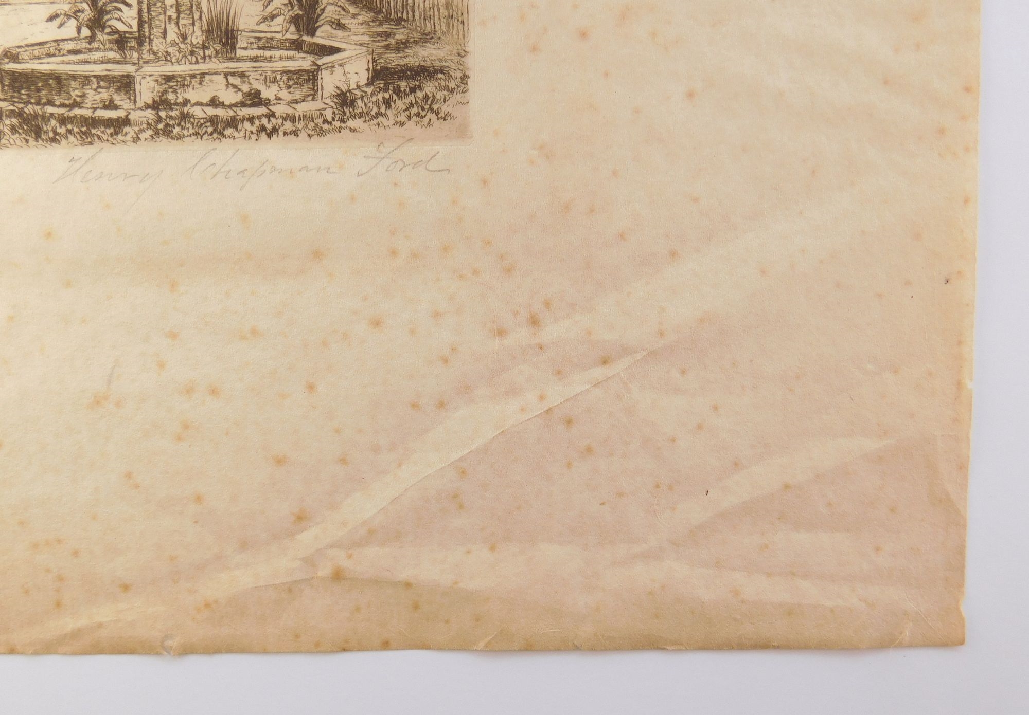 Artwork by Henry Chapman Ford, Mission, Santa Barbara, Made of etching on laid paper