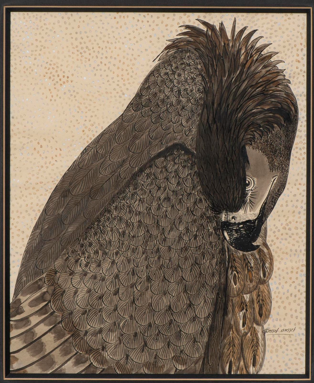 Artwork by Gasset-Ousset Hélène, Tête d'aigle, Made of watercolor on paper
