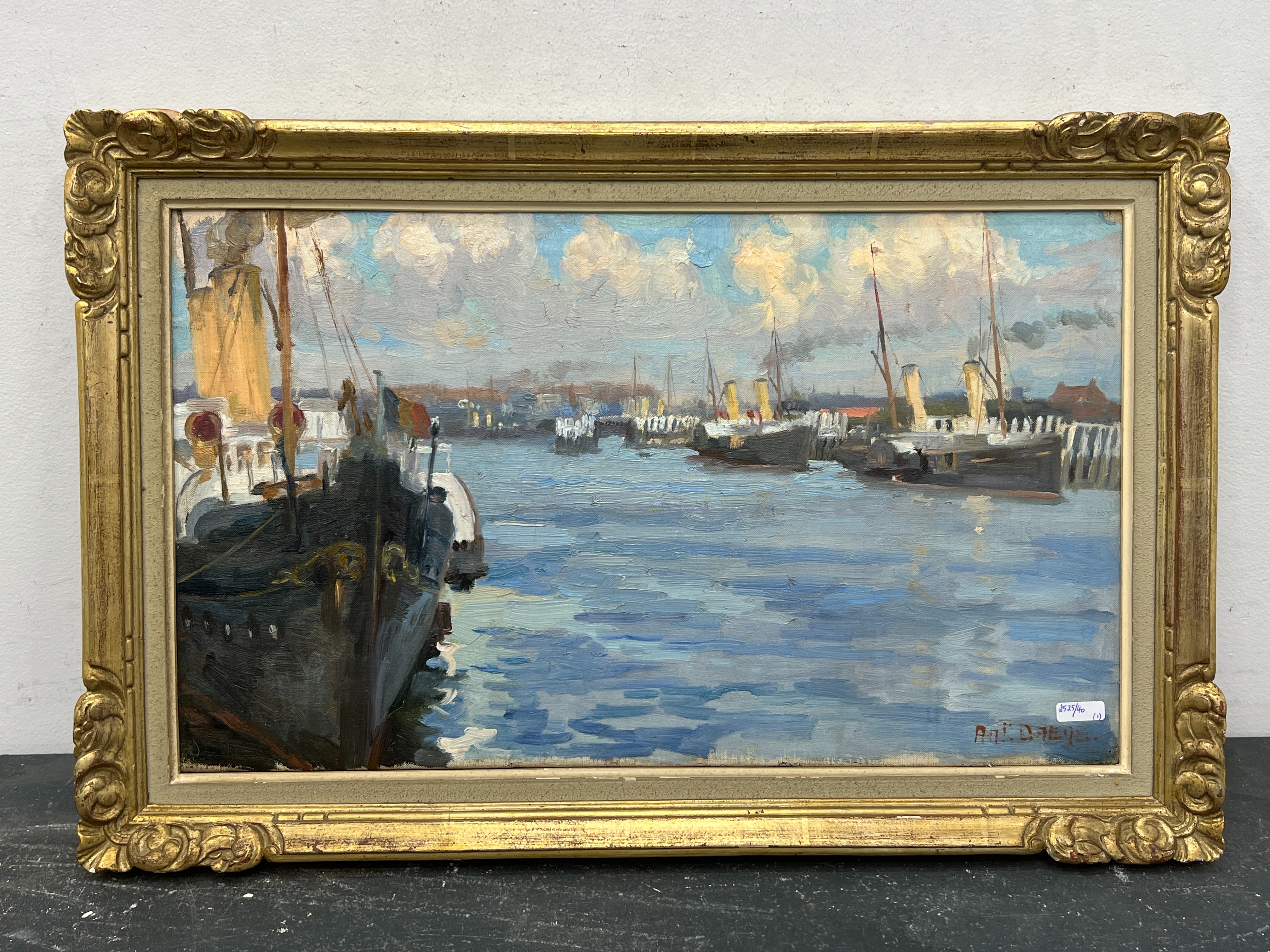 Artwork by Antoine Daens, 'Vue de Port', Made of oil on canvas