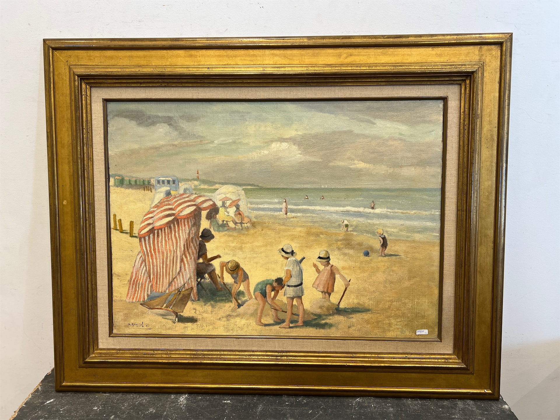 Artwork by Charles Emmanuel Joseph Roussel, 'Plage animée', Made of oil on canvas