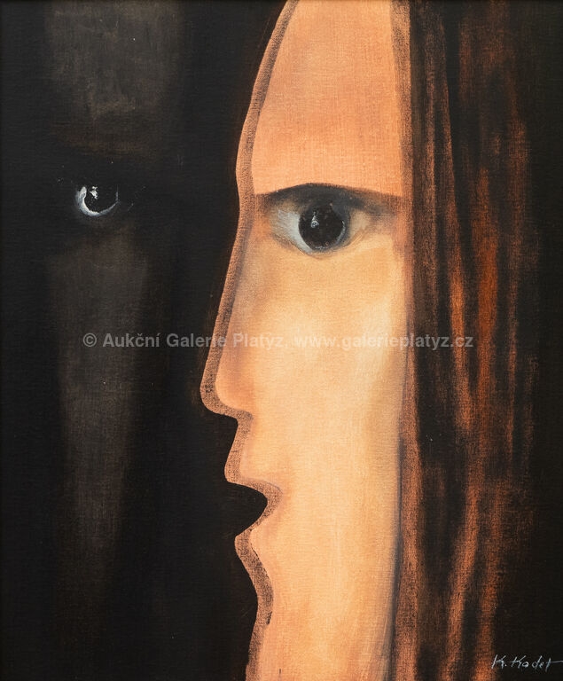 Artwork by Kristian Kodet, Hlava, Made of oil on canvas mounted on cardboard