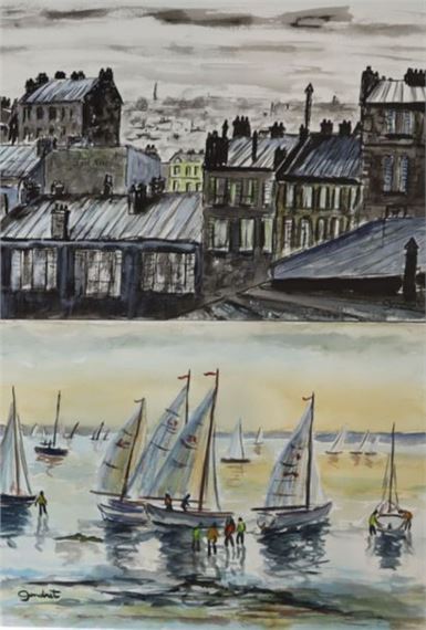 The roofs of Paris The return of the Sailboats in the evening Two by Lucien Gondret