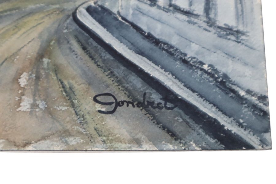 Artwork by Lucien Gondret, Rue de la Coutellerie in Pontoise, Made of Watercolor on paper