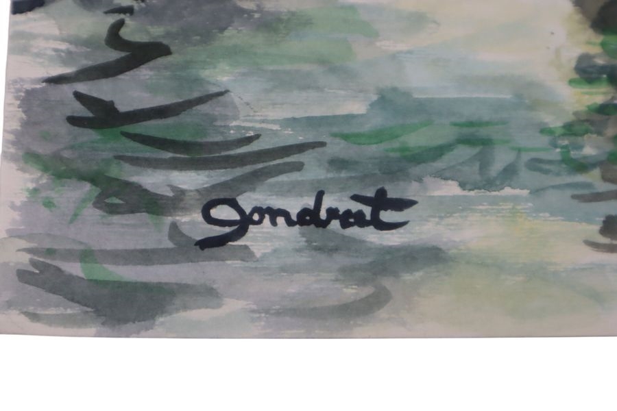 Artwork by Lucien Gondret, The Belle-Ile sailing school On the banks of the Epte, Made of Two watercolors on paper