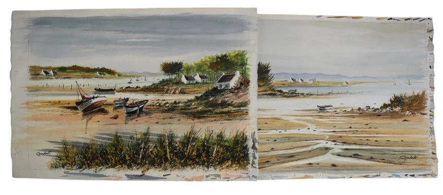 Artwork by Lucien Gondret, Marine, Made of Two watercolors on paper