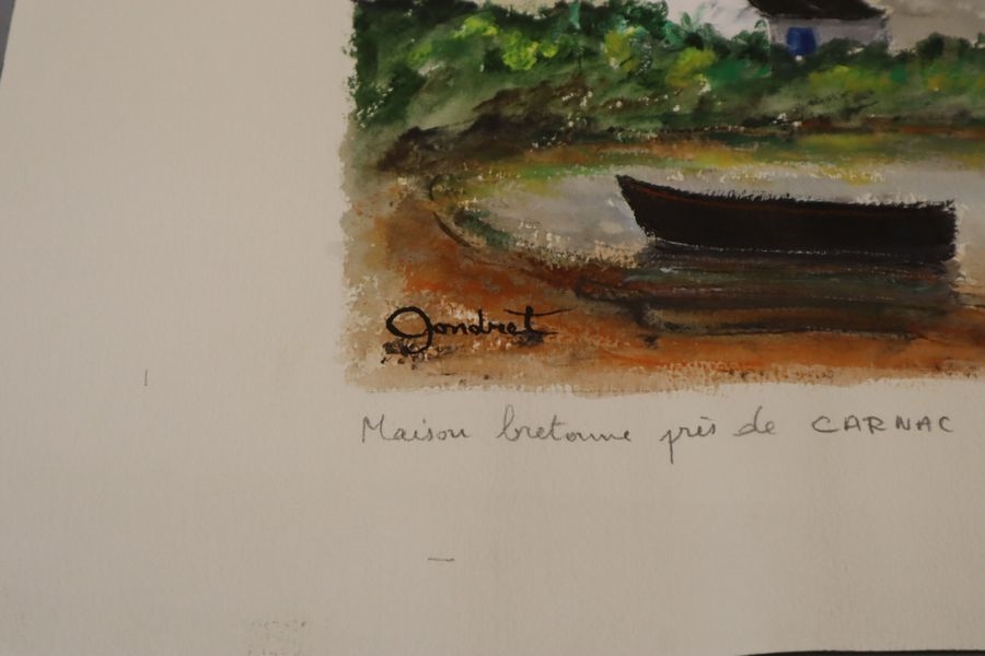 Artwork by Lucien Gondret, Breton house near Carnac, Made of Watercolor on paper