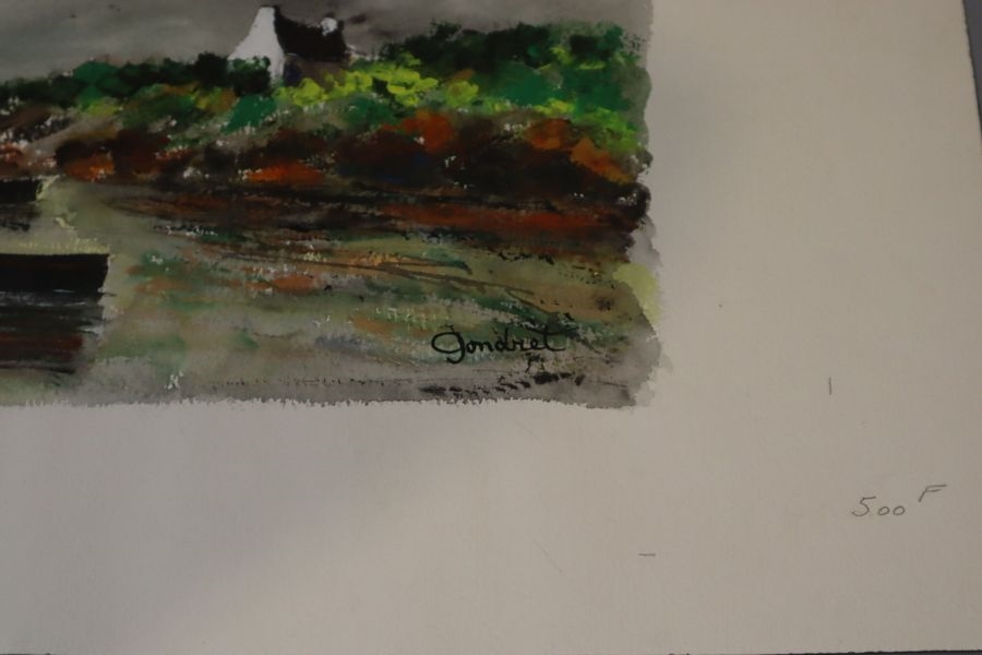 Artwork by Lucien Gondret, The house on the rocks, Made of Watercolor on paper