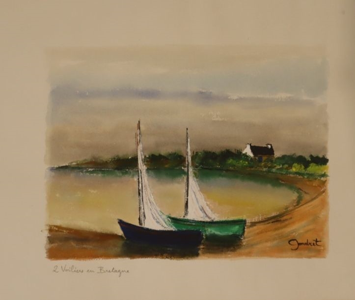 Artwork by Lucien Gondret, Marines, Made of two watercolors