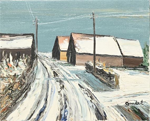 Snow on the barns in Normandy