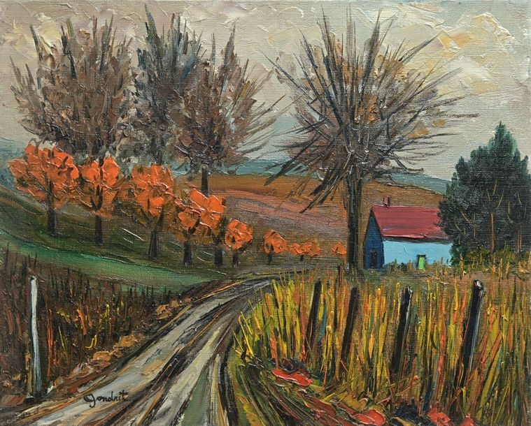 Artwork by Lucien Gondret, The blue house, 1980, Made of Oil on canvas