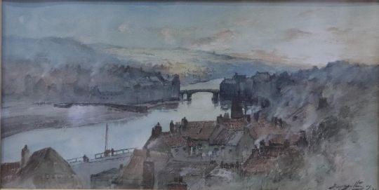 Thomas Swift Hutton | Whitby Old Bridge East Cliff (1920) | MutualArt
