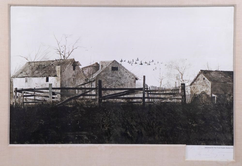 Artwork by Andrew Wyeth, The Mill, Made of collotype print on paper, pencil