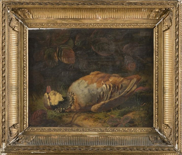 Artwork by Anthelme-Eugene Grobon, Nature morte à la perdrix, Made of Huile sur panneau de noyer