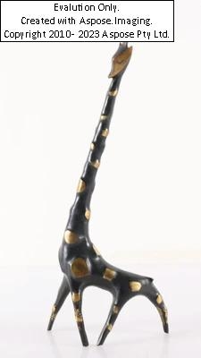 Artwork by Walter Bosse, (Wien 1904-1979 Iserlohn), 3 Tierfiguren, "Giraffe", "Kuh (Stifthalter)" u. "Zebra "Salz- u. Pfefferhalter), für Herta Baller um 1950/60, vollplastische, teilw. patinierte Bronzegüsse, Höhen 18, 7,5 u. 11 cm, Altersspuren, partiell abgerieben, Made of Bronze