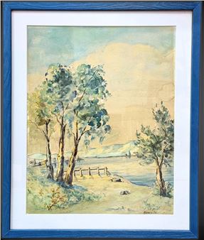 Landscape of the Sea of Galilee and Trees - Zvi Arman