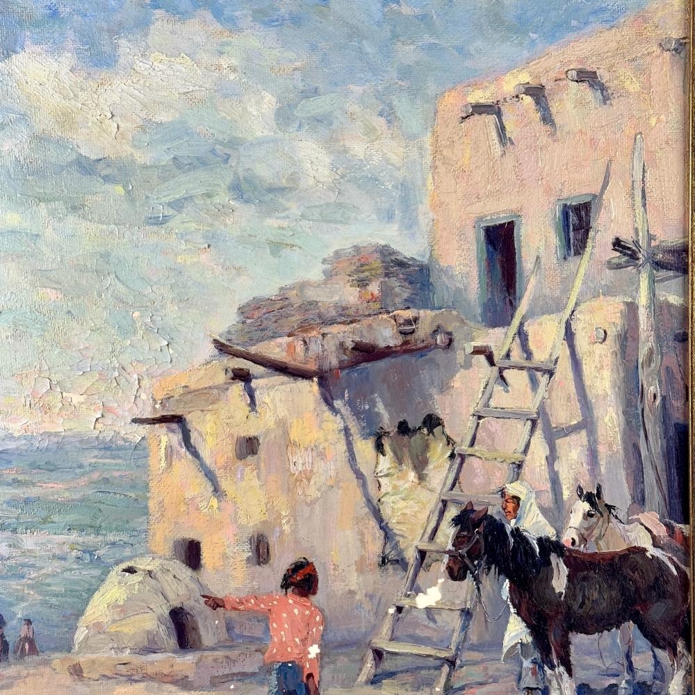 Artwork by Raphael Lillywhite, "Unexpected Visitors" by Raphael Lillywhite, Made of Oil on canvas board