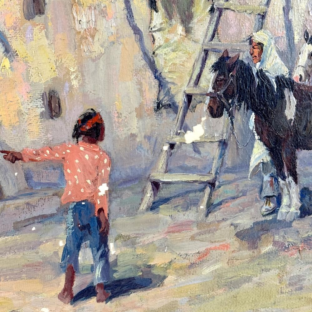 Artwork by Raphael Lillywhite, "Unexpected Visitors" by Raphael Lillywhite, Made of Oil on canvas board