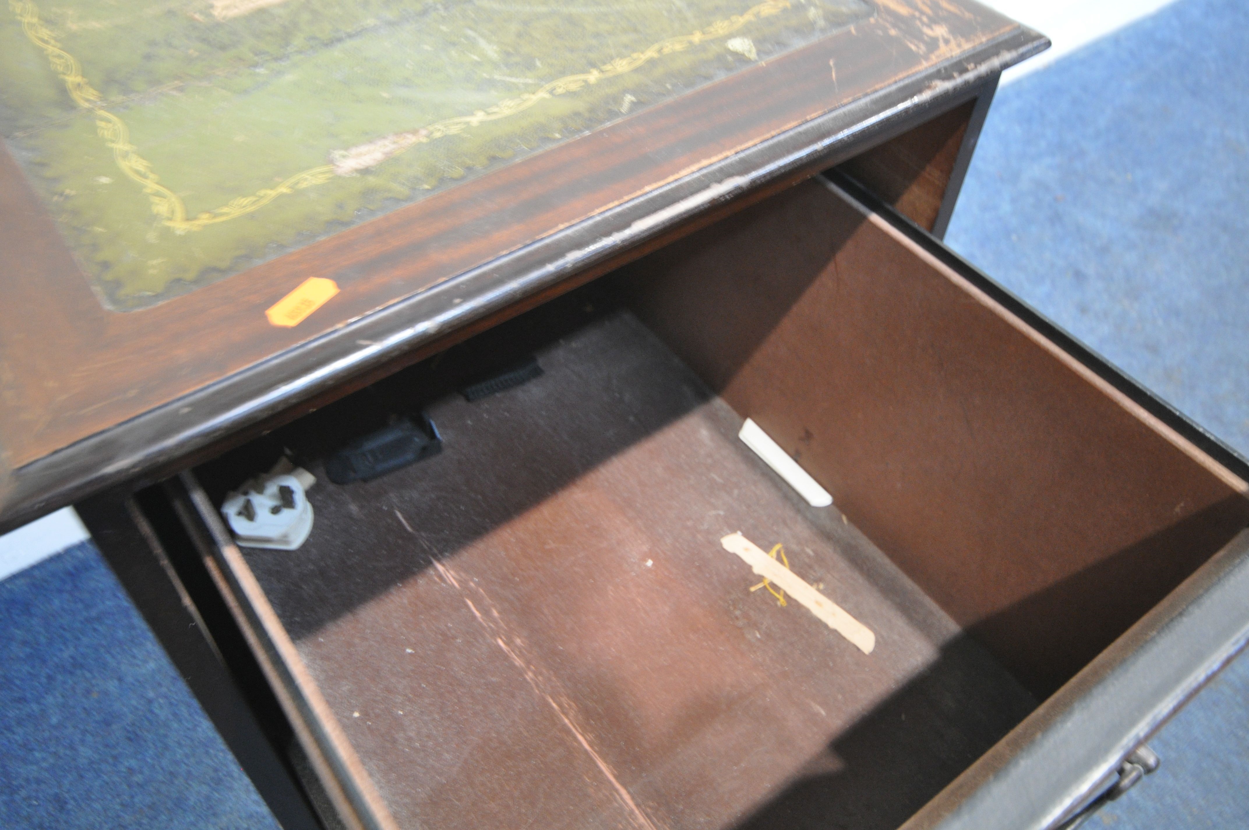 Green | A 20TH CENTURY MAHOGANY TWO DRAWER FILING CABINET, with a green ...