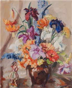 Still Life with Flowers and a Figurine - Pearl Aiman Van Sciver