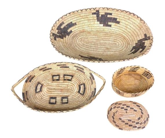 Group Of Three Vintage Tohono O'odham Baskets by Tohono O'Odham, 1930s