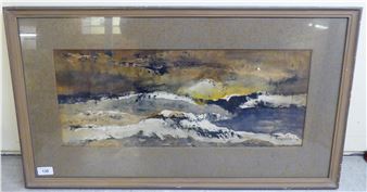 T Lee Elliot - 'A Mountainous Landscape' watercolour bears a signature & dated '65 9" x 22" framed - T. Lee Elliot