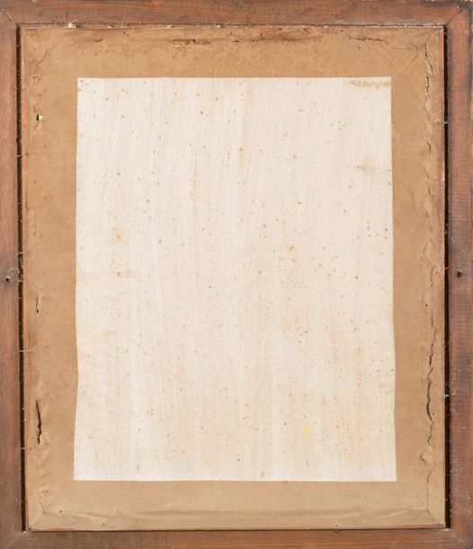 Artwork by Mangin, Young girl in an interior with a bouquet of flowers, Made of Oil on cardboard