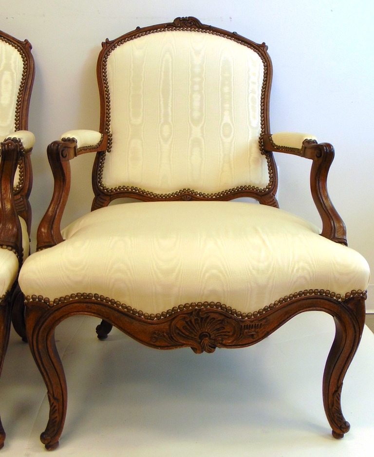 Haitian School, 20th Century | PAIR LOUIS XV STYLE CARVED OAK FAUTEUILS ...