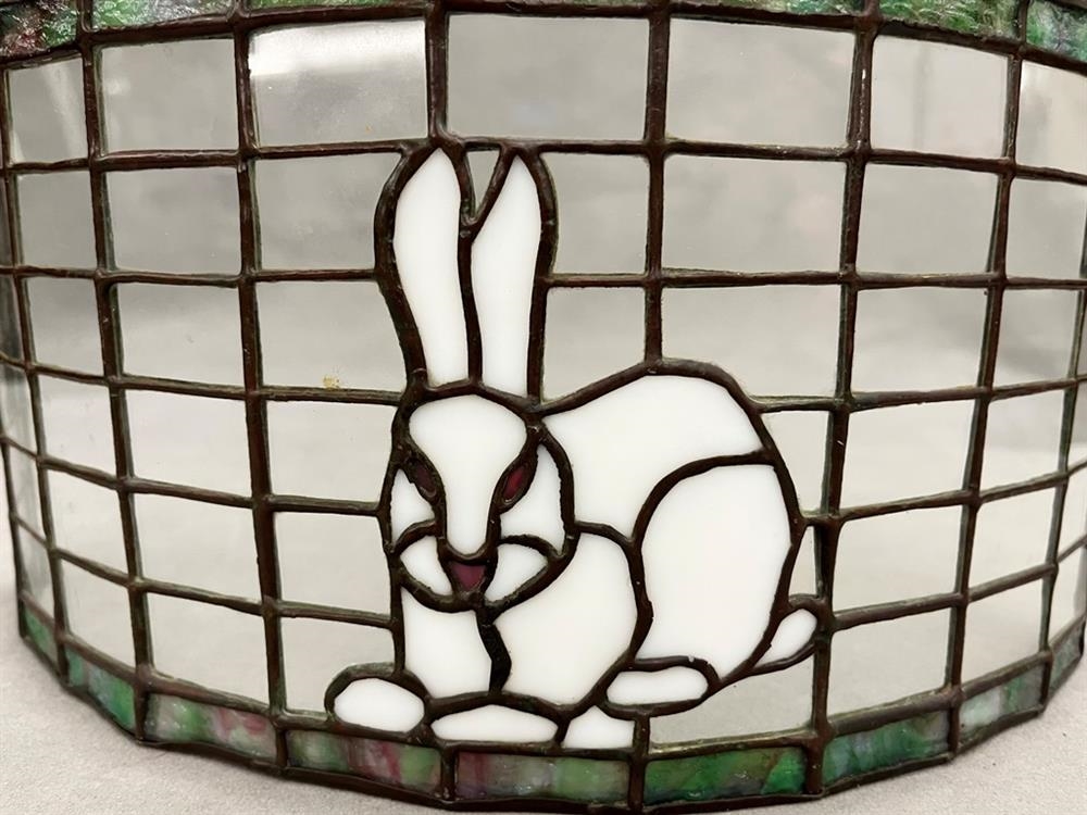 Rabbit | PAIR CURVED SLAG RECTANGULAR ART GLASS PANELS WITH RABBIT ...